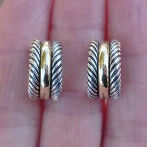 Early Issue David Yurman Cable Classics Hoop Earrings 14K/925 - DY Backs